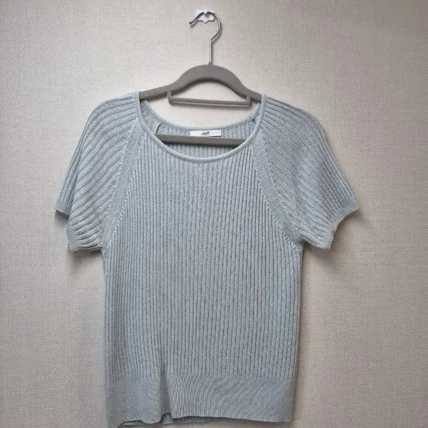 [BUNJANG] Sky Blue Short Sleeve Knit Top / 하늘색 반팔 니트