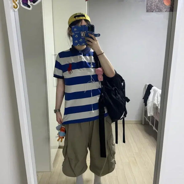 [BUNJANG] Polo Ralph Lauren Big Pony USA Flag Rugby Shirt / 정품)대장급 폴로 빅포니 카라티 럭비 성조기 치프키프