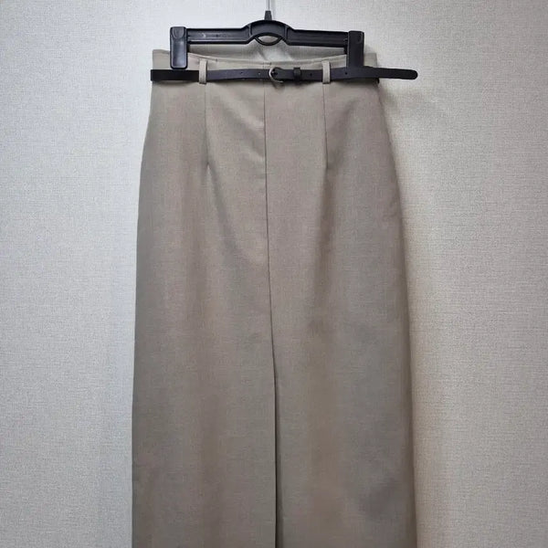 [BUNJANG] Belt Included H-Line Long Skirt (Beige, Size S) / H라인 롱스커트 벨트 포함 (새상품)