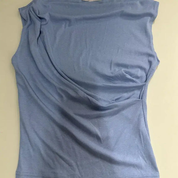 [BUNJANG] Shirring Sleeveless Top - Light Blue / (새상품) 소라색 셔링 민소매 탑