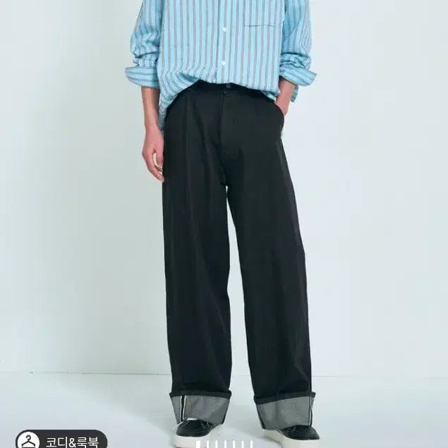 [BUNJANG] System Homme Striped Collar Shirt Light Blue Size 95 / 시스템옴므 스트라이프 칼라 셔츠 라이트 블루 95