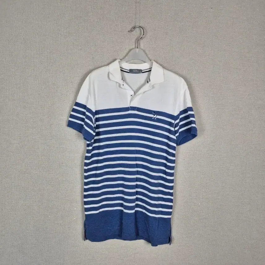 [BUNJANG] Hazzys White Blue Stripe Polo Shirt (Size 95) / (#95)해지스 화이트 블루스트라이프 카라티