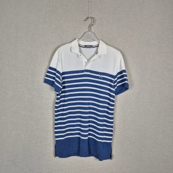 [BUNJANG] Hazzys White Blue Stripe Polo Shirt (Size 95) / (#95)해지스 화이트 블루스트라이프 카라티