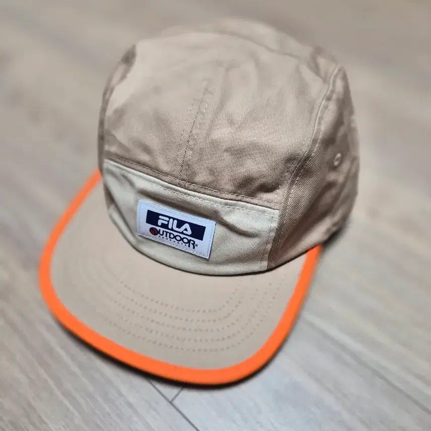 [BUNJANG] Fila Outdoor Ball Cap Beige Orange Accent / 휠라 아웃도어 볼캡 베이지 오렌지 포인트