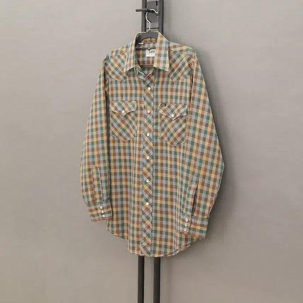 [BUNJANG] Lee 80's USA Vintage Gingham Check Western Shirt (M~100) / Lee 80's USA 리 미국제조 레트로 깅엄체크 웨스턴셔츠M~100