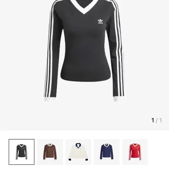 [BUNJANG] Adidas V-Neck Long Sleeve T-Shirt Black / 아디다스 브이넥 롱슬리브 티셔츠 블랙