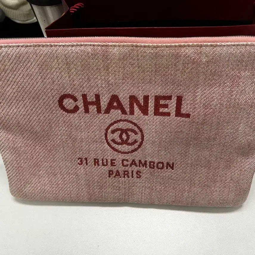 [BUNJANG] Chanel 31 Rue Cambon Paris Canvas Pouch Pink / 샤넬 파우치 핑크 31 RUE CAMBON PARIS