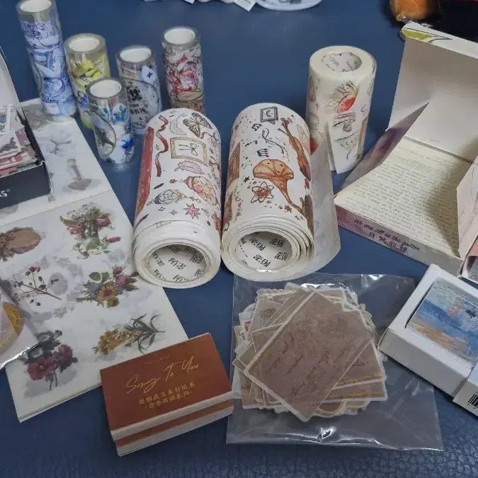 [BUNJANG] Gold Foil Vintage Stickers and Masking Tape Set / 금박 빈티지 스티커 및 테이프 판매합니다!