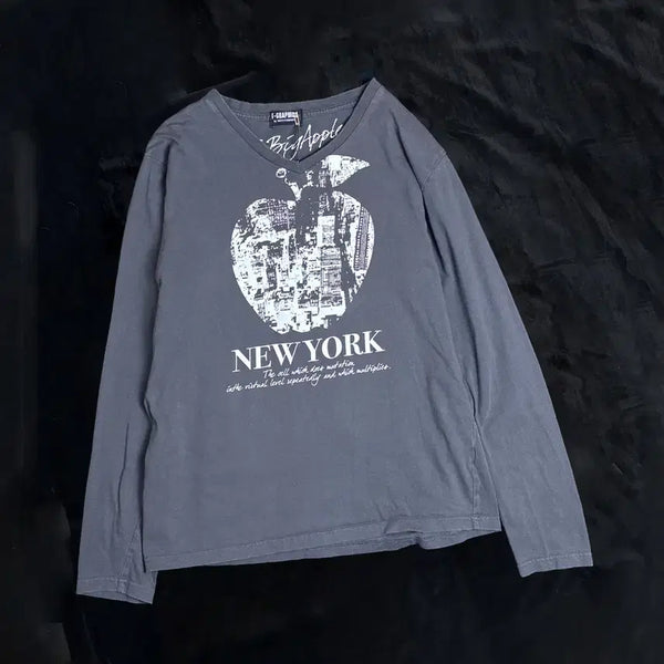 [BUNJANG] T-GRAPHICS Big Apple Long Sleeve T-Shirt / 일본빈티지 T-GRAPHICS 빅애플 긴팔티