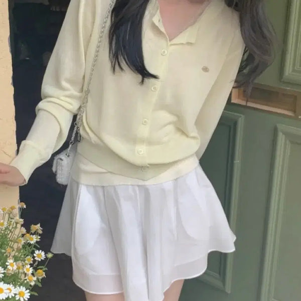 [BUNJANG] A.VEIN Summer Smoothie Round Loose Fit Linen Cardigan R ver Lemon / 어베인 여름 스무디 라운드 루즈핏 린넨 가디건 R ver 레몬