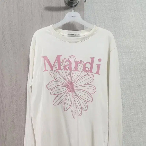 [BUNJANG] Mardi Mercredi Long Sleeve Flower Mardi T-Shirt Pink/Cream / 마르디 메크르디 티셔츠 롱슬리브 플라워 마르디 핑크/크림