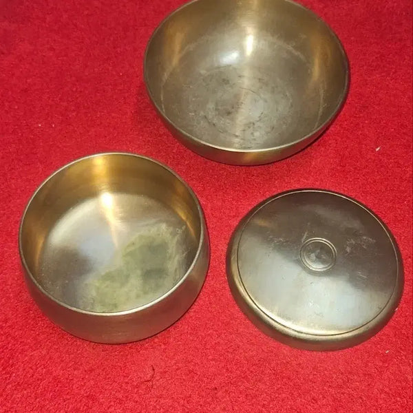 [BUNJANG] Dangojae Bangjja Yugi Pair Couple Rice & Soup Bowl Set / [단고재 유기] 전통 방짜유기 놋그릇 쌍희문 부부 주발 대접 세트 (1.