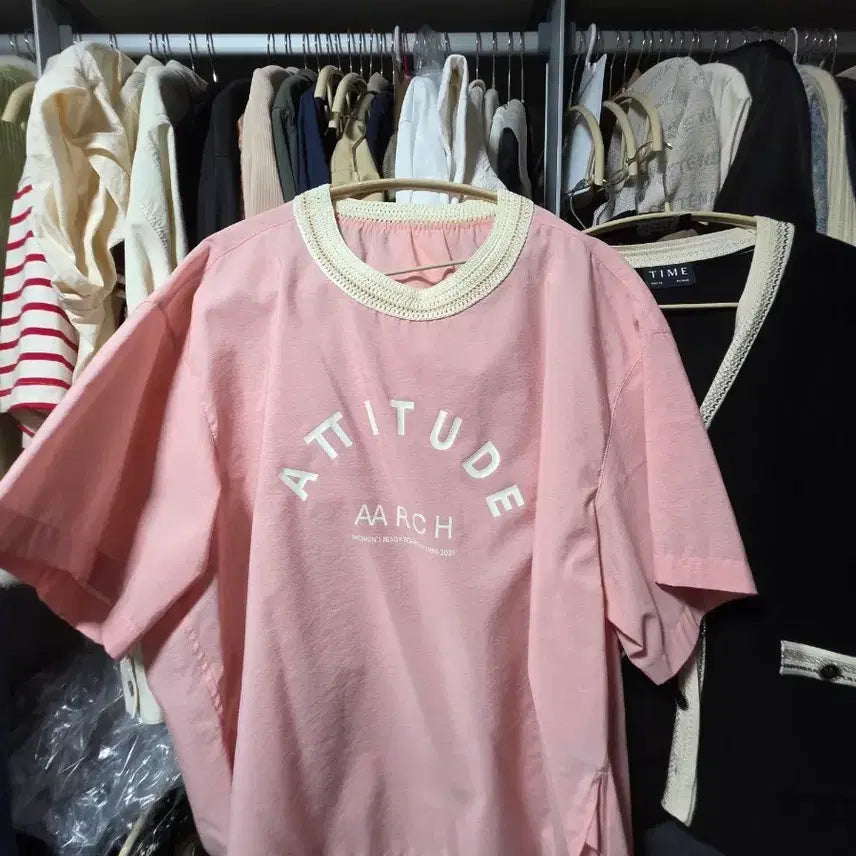 [BUNJANG] SYSTEM Pink Oversized Short-Sleeve T-Shirt / 시스템 핑크색 오버핏 반팔 티셔츠