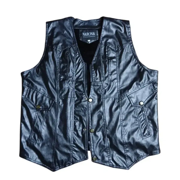 [BUNJANG] NARONA Genuine Leather Vest Black XXXL (Fits XL) / NARONA 양가죽 조끼 블랙 xxxl *실측 xl(드라이o)