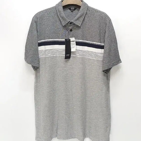 [BUNJANG] Men's Colorblock Collar Short Sleeve T-Shirt / 남성 배색 카라넥 반팔 (새상품)