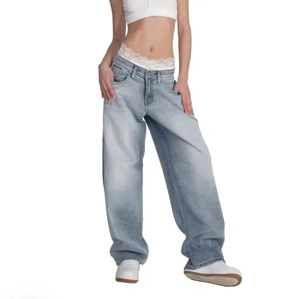 [BUNJANG] Kleesier Crystal Vintage Wide Jeans Clear Blue Denim / 클리시어 크리스탈 빈티지 와이드 진 팬츠 클리어블루 데님