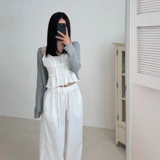 [BUNJANG] Ennuel Mobba Cotton Banding Blouse / 엔뉴엘.엔돌핀  모바 코튼밴딩 블라우스 (새상품:화이트)