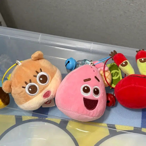[BUNJANG] SpongeBob SquarePants Patrick Star Sandy Cheeks Mr. Krabs Plush Keychains 3-Set Bundle / 스폰지밥 뚱이 다람이 집게사장 인형 키링 3종 일괄