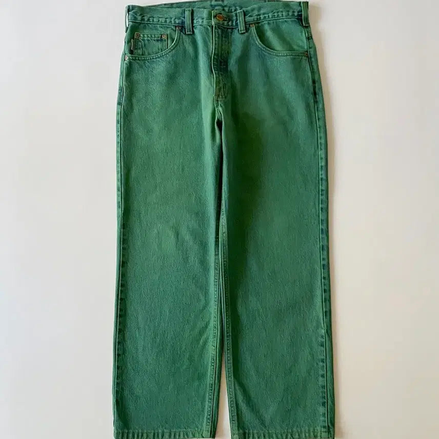 [BUNJANG] Carhartt Washed Green Denim Pants / 칼하트 다잉 그린 데님 팬츠