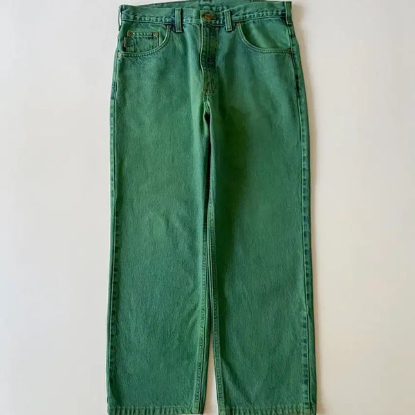 [BUNJANG] Carhartt Washed Green Denim Pants / 칼하트 다잉 그린 데님 팬츠