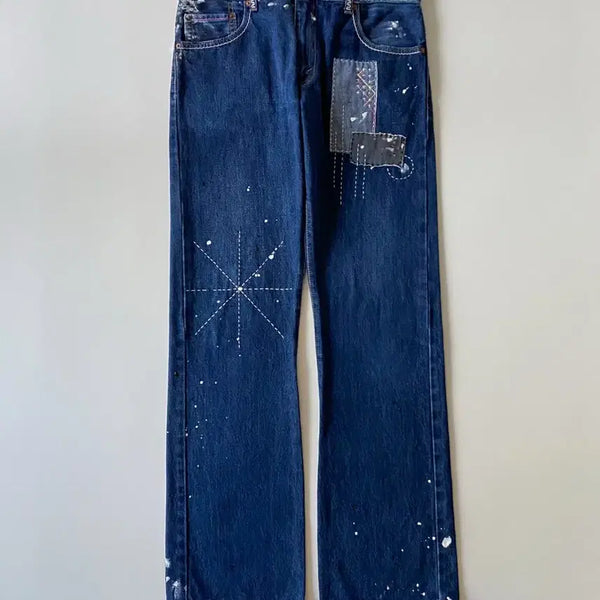 [BUNJANG] Levi's 517 Painted Embroidered Denim Pants / 리바이스 517 페인팅 자수 데님 팬츠