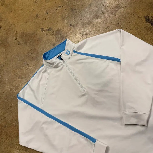 [BUNJANG] Footjoy Golfwear White Blue Line Half Zip Sweatshirt / [정품/M] 풋조이 골프웨어 화이트 블루 라인 하프집업 맨투맨