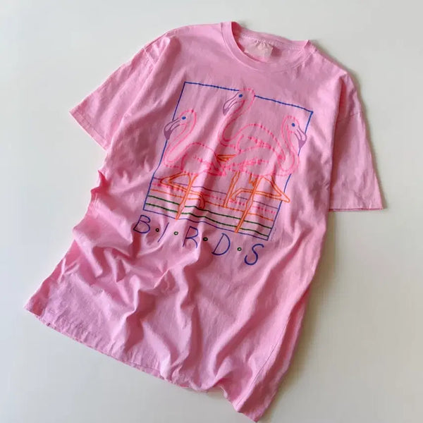 [BUNJANG] 80s Vintage Flamingo Dye Short Sleeve T-Shirt / 80s 빈티지 플라밍고 다잉 반팔 티셔츠