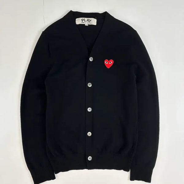 [BUNJANG] Comme des Garcons Patch Black Knit Cardigan / Comme des Garcons 꼼데가르송 와펜 블랙 니트 가디건 S