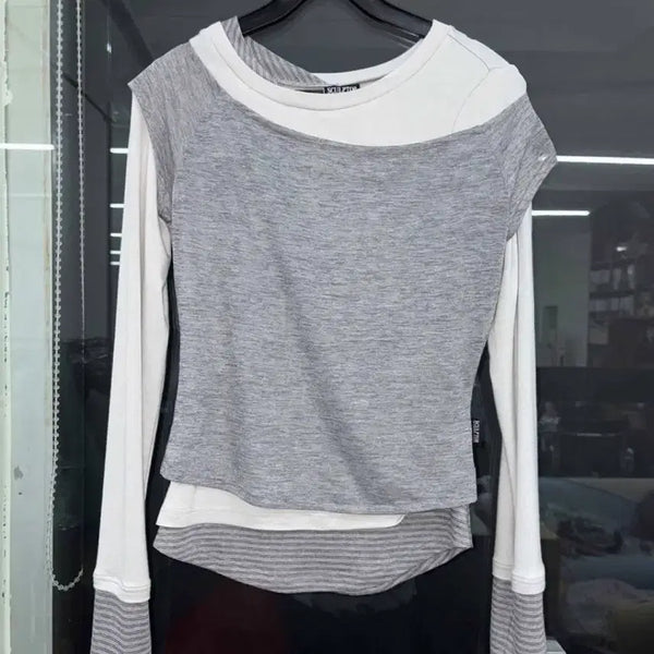 [BUNJANG] Sculptor Lazy Layered Tee Melange Gray / 스컬프터 레이지 레이어드 티(새상품)