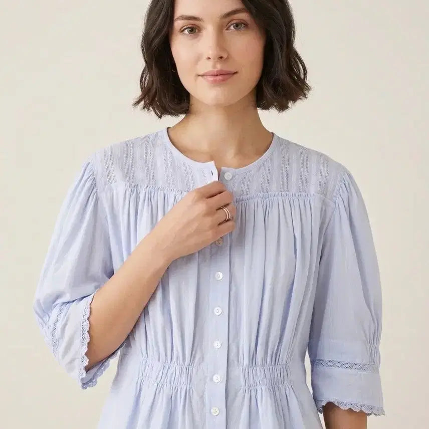 [BUNJANG] VOCAVACA Juliet Lace Blouse Sky Blue (M) / 보카바카(VOCAVACA) 줄리엣 레이스 블라우스 M | 스카이블루