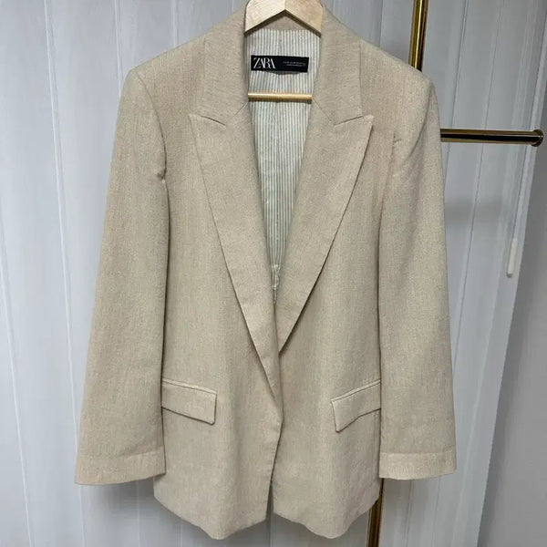 [BUNJANG] Zara Beige Linen Blazer / 자라 ZARA 베이지 린넨 블레이저