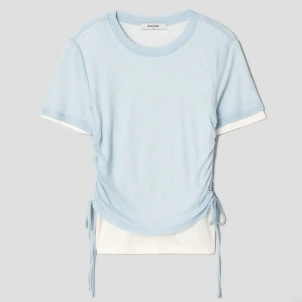 [BUNJANG] 8seconds Layered Shirring Short Sleeve T-Shirt / 에잇세컨즈 레이어드 셔링 반팔 티셔츠
