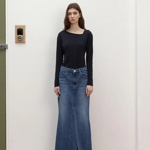[BUNJANG] LE Mermaid Maxi Denim Skirt (Blue) / 르(LE) denim mermaid maxi skirt (blue)