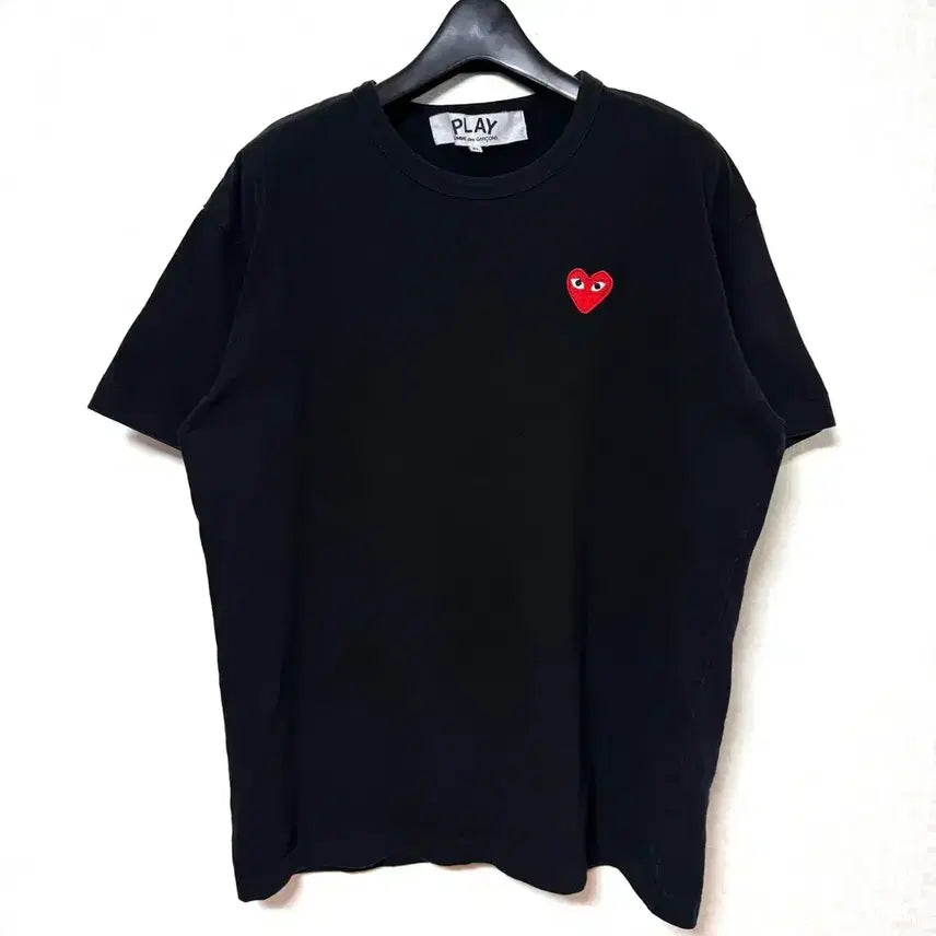 [BUNJANG] Comme des Garçons Red Heart Logo T-Shirt Black / [XL,105]꼼데가르송 레드와펜 반팔티 티셔츠 블랙