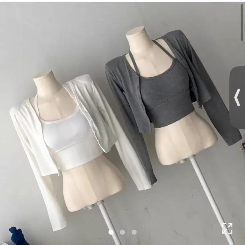 [BUNJANG] Women's Halter Neck Sleeveless Cardigan Set - Gray / 에이블리 홀터나시 가디건 세트