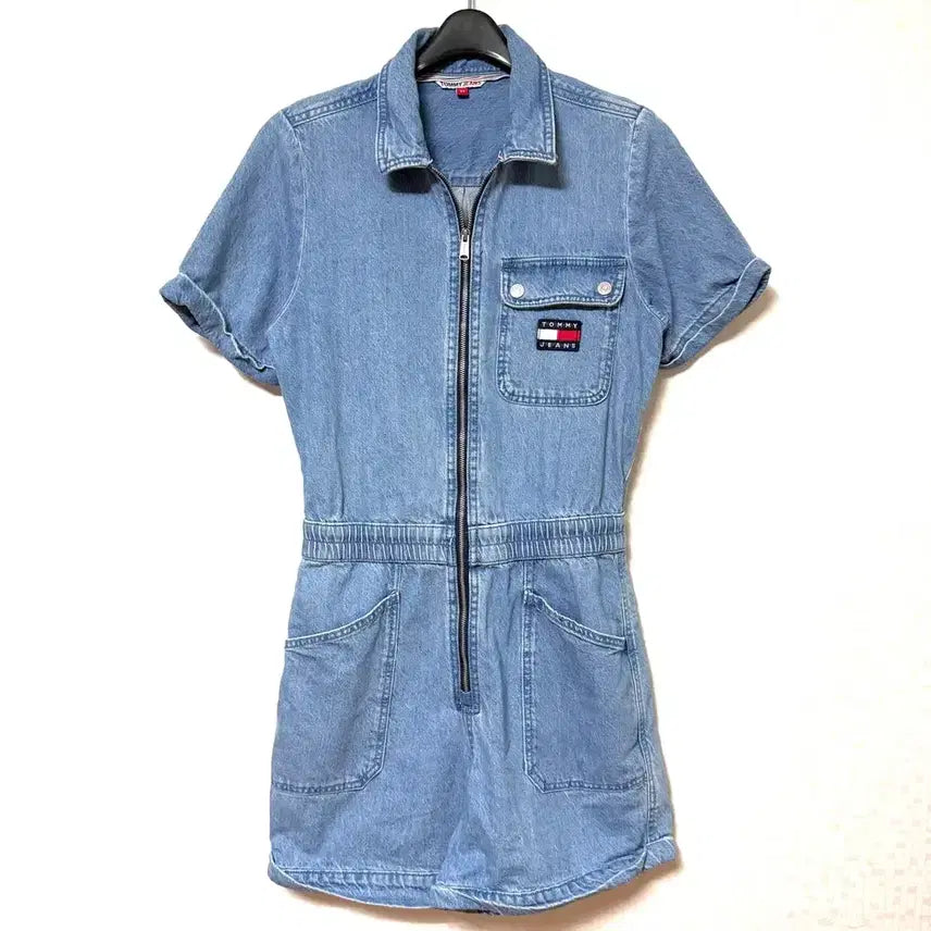 [BUNJANG] Tommy Jeans Women's Short Sleeve Denim Jumpsuit XS / [XS,85]타미진스 여성 데님 점프수트 반팔