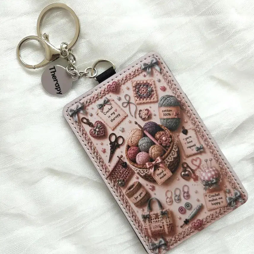 [BUNJANG] Custom Knitted Illustration Card Holder with Keychain / 뜨개 그림 키링 커스텀 카드지갑