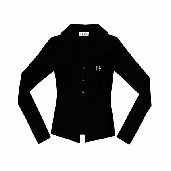 [BUNJANG] NEWALRIN Emblem Shirt Top Black FREE / Newalrin Emblem Shirt Top