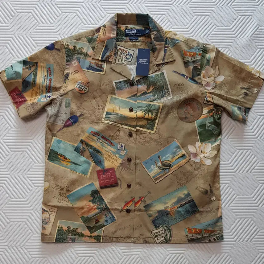 [BUNJANG] Polo Ralph Lauren Postcard Print Chino Shirt / [M] 폴로 포스트카드 프린트 치노 셔츠 팝니다.