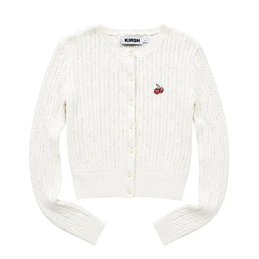 [BUNJANG] Kirsh Small Cherry Cable Crop Knit Cardigan / 키르시 스몰 체리 케이블 크롭 니트 가디건