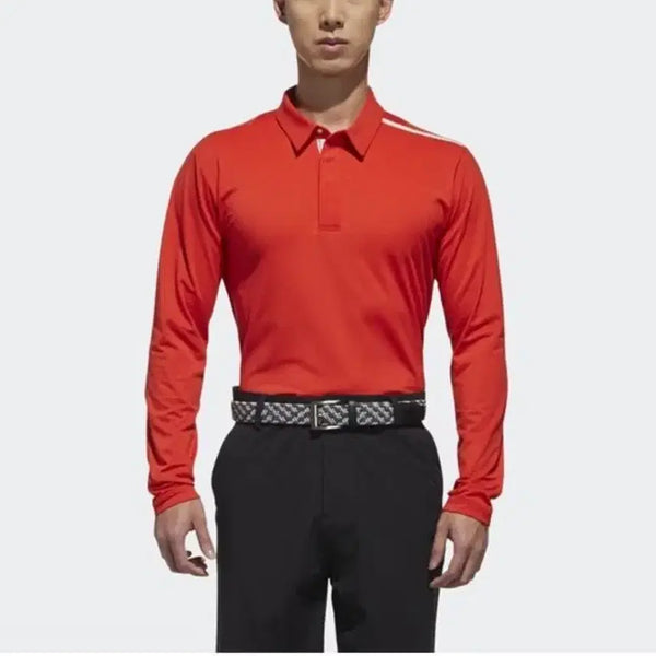 [BUNJANG] Adidas Men's Golf Polo Shirt (Size S/95) - Bright Orange / 남.95 +)  아디다스 남성 골프티 / 라운딩 골프의류 GOLF