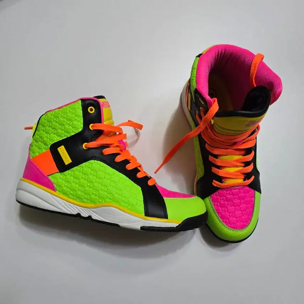 [BUNJANG] Zumba Dance High-Top Sneakers Neon Fluorescent Pink / 줌바 댄스 운동화 하이탑 네온 형광 핑크