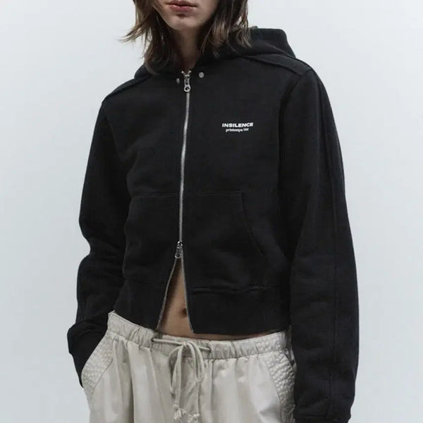 [BUNJANG] Insilence Black Hoodie Zip-Up / 인사일런스 블랙 후드 집업