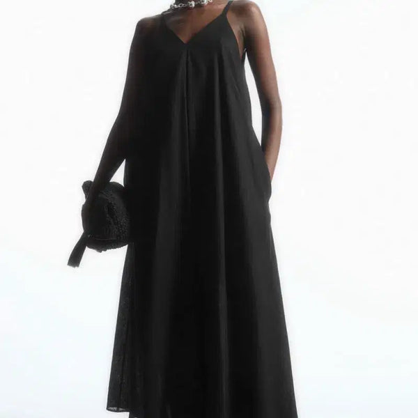 [BUNJANG] COS Pleated V-Neck Linen Midi Dress / [택달린 새상품] COS 플리티드 브이넥 린넨 미디 드레스 원피스
