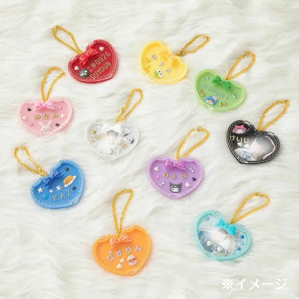 [BUNJANG] Sanrio Heart Name Charm Keychain Orange + Sticker / 산리오 하트 네임참 키링 오렌지색 + 스티커 (판매가기준 16000 가량