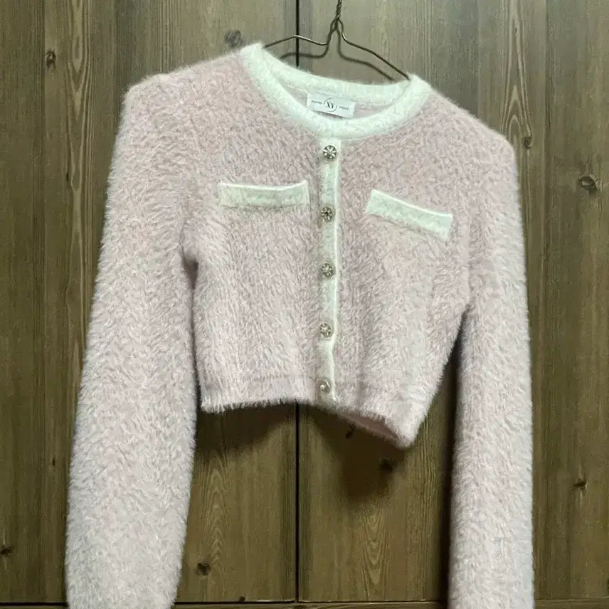 [BUNJANG] Pink Angora Cardigan Set Skirt / 핑크 앙고라 치마 세트 가디건