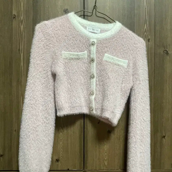 [BUNJANG] Pink Angora Cardigan Set Skirt / 핑크 앙고라 치마 세트 가디건