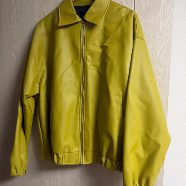 [BUNJANG] Overfit Leather Blouson Jacket (Lime Green) / 오버핏 레더 블루종 자켓 (라임그린)