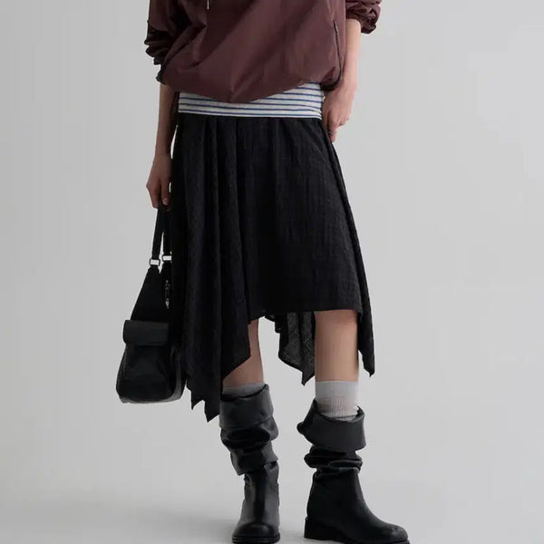[BUNJANG] 8 Seconds Check Pattern Long Skirt - Black / (새상품 할인!)에잇세컨즈 체크 패턴 롱스커트 - 블랙 새상품