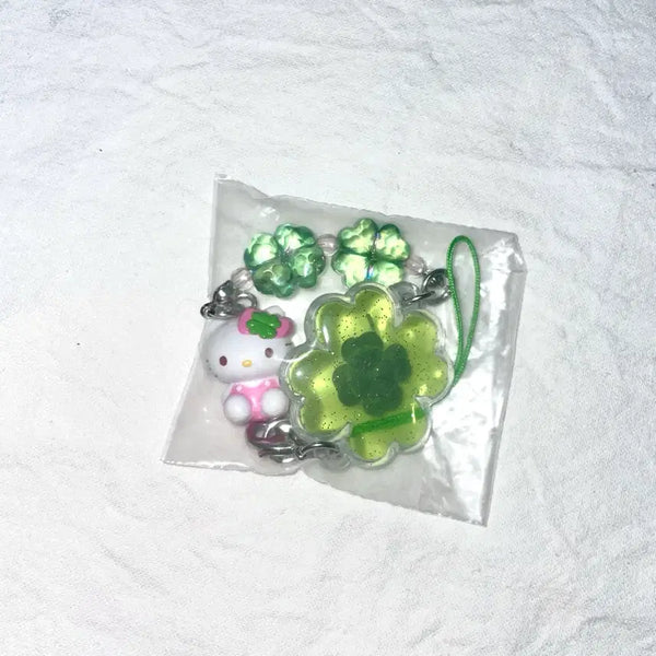 [BUNJANG] Sanrio Hello Kitty Clover Strap Keychain / 산리오 헬로키티 클로버 스트랩 키링 키티 새상품